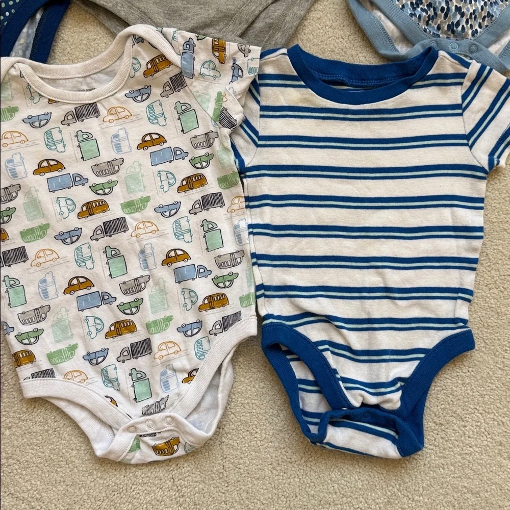 Gymboree & Old Navy Blue, Gray, and Red Bodysuits - set of 6